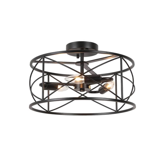 Dainolite 3 Light Incandescent Calah Semi-Flush Mount Matte Black