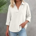 thumbnail image 6 of IROINNID Women's 3/4 Sleeve and Short Sleeve Round Neck Blouse Summer Fashion Solid Color Breathable Office Dressy Tops, 6 of 6