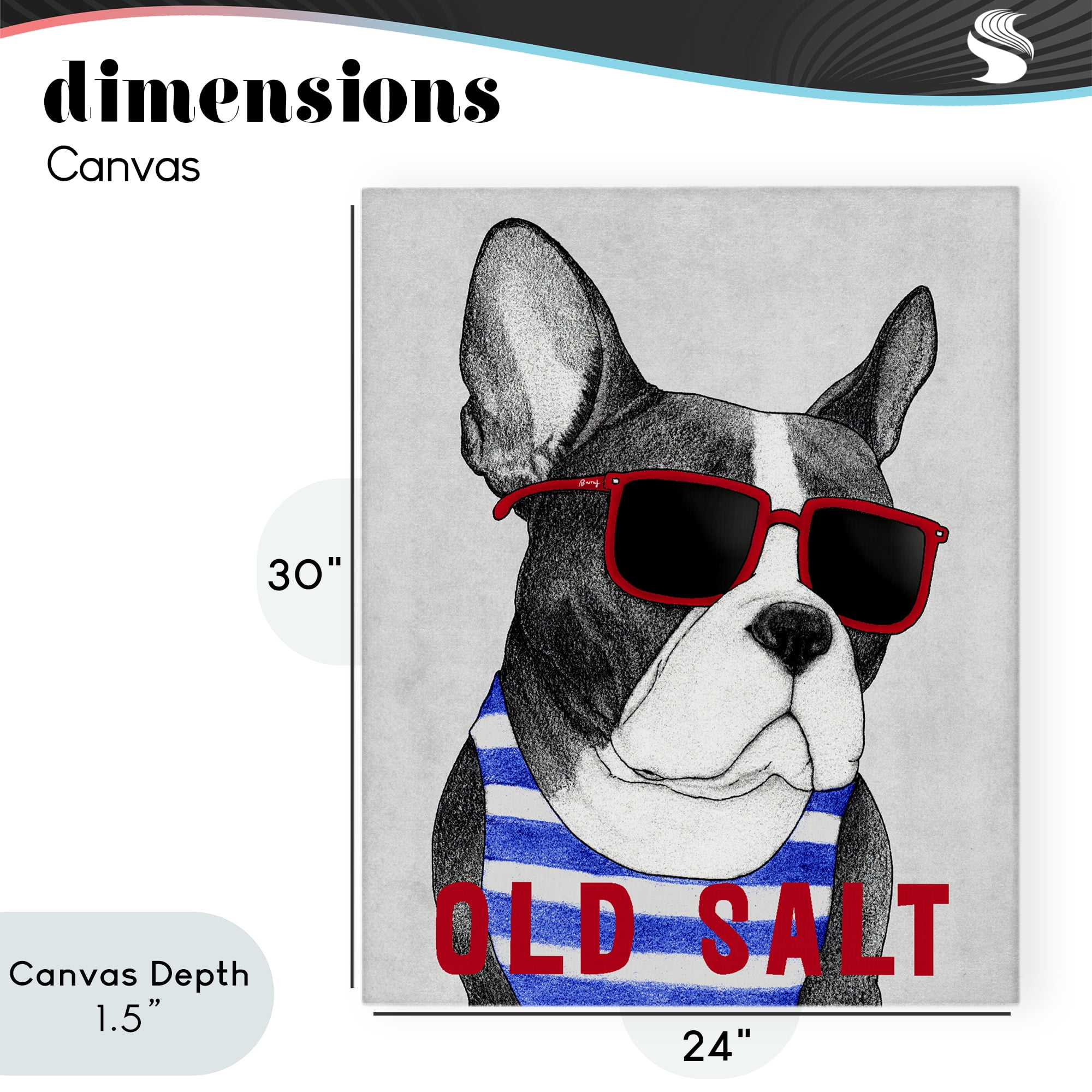 Stupell Industries Old Salt Summer Frenchie Canvas Wall Art, design by Barruff