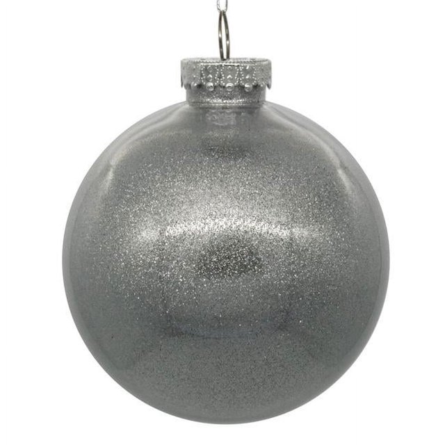 Vickerman N211507 Boule Transparente Pailletée de 6 Po, Argent - Lot de 4