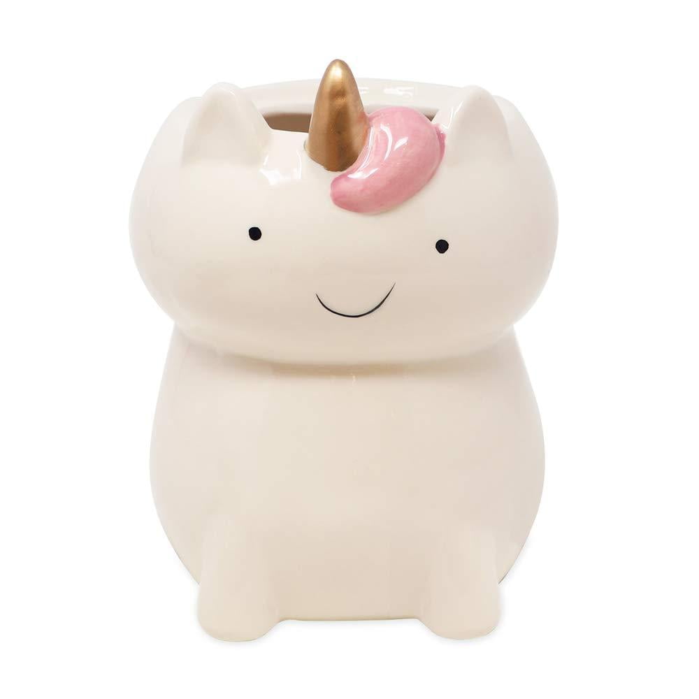 Cat White Ceramic Cat Toilet Bowl Brush Holder with Chrome Metal Handle