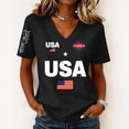 thumbnail image 2 of BODOAO Women's 250 Anniversary USA Shirt V-Neck Short Sleeve 250 Years T-Shirt 1776-2026 250Th Spring Summer Casual Patriotic Shirts Loose Fit Tops Plus Size Black L, 2 of 5