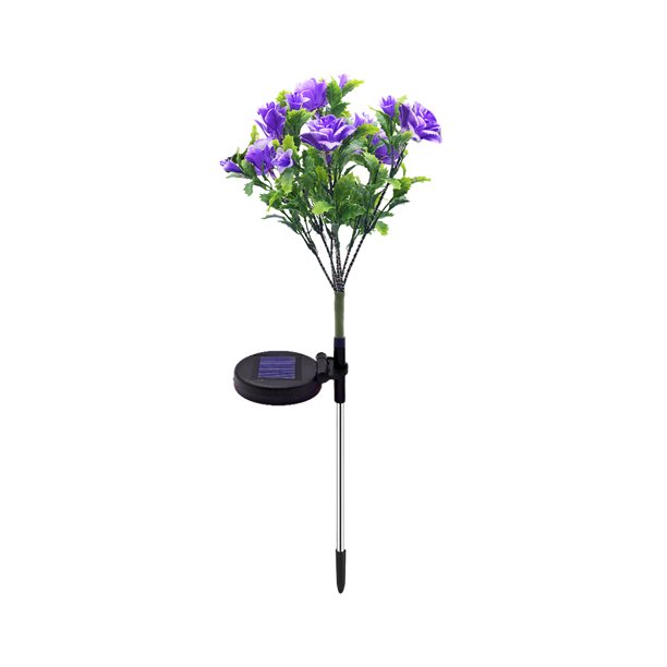 KAKOWELY 1 lámpara solar decorativa de suelo con forma de flor de clavel, lámpara solar LED para césped