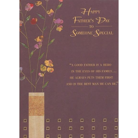 Designer Greetings Hero in the Eyes of His Family: Flowers on Long Thin Stems African American Father's Day Card for Someone Special
