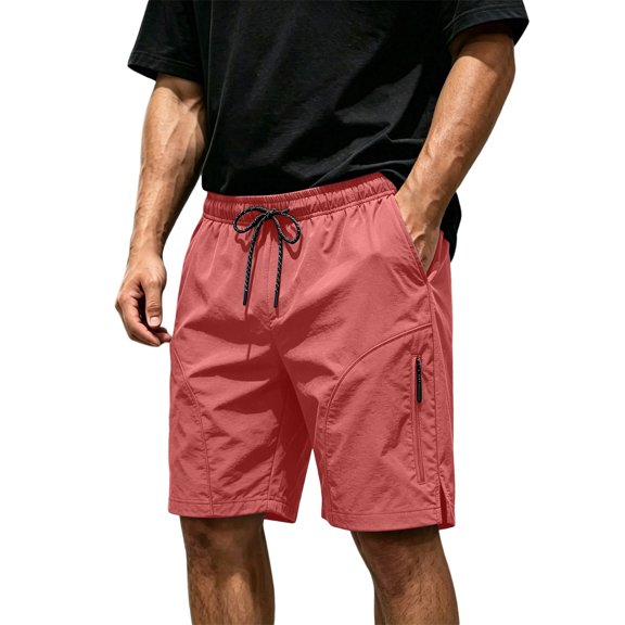 Xzbqbs Men's Tactical Cargo Shorts Stretch Waist Zipper Pocket Summer Bottoms Solid Color Lightweight Outdoor Utility Trousers with Pockets