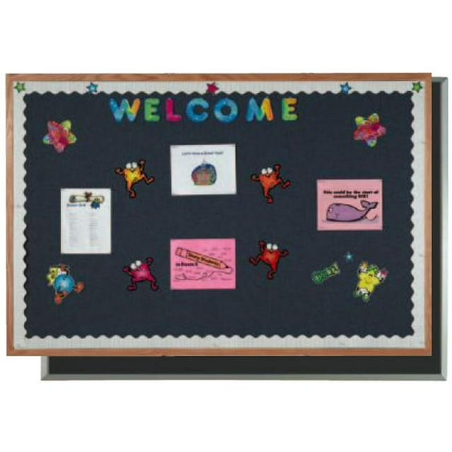 Aarco Products OF2436012 Oak Frame Designer Fabric Bulletin Board - Grey Mix
