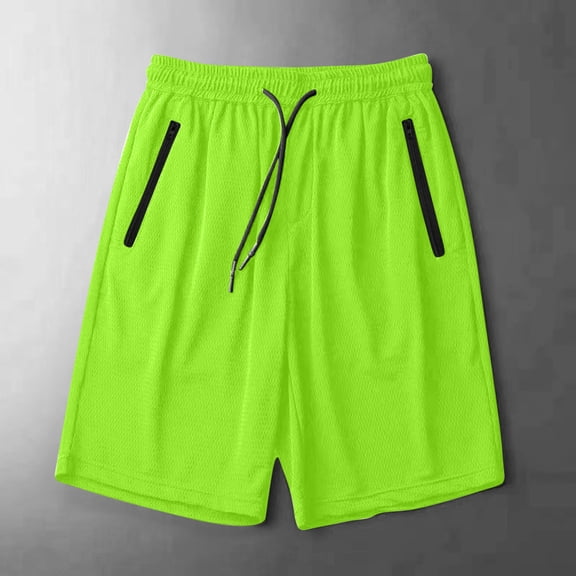Ceisia Men's Ice Silk Quick Dry Running Shorts Solid Pockets Elastic Waist Summer Athletic Bottoms Green XXXL Gifts for Father
