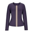 thumbnail image 4 of cfhntfmh Chandails à Manches Longues pour Femmes Col Ras du Cou Hauts Extensibles Décontractés Basiques Superposés Coupe Ajustée Entraînement T-Shirts Athlétiques, 4 of 7