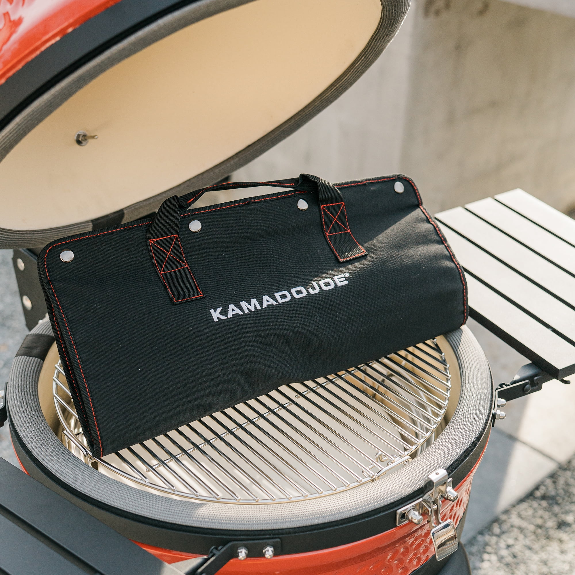 Kamado Joe Krafted™ Steel 3-Piece Grilling Tools with Case | Kamado Grill Accessories: Cleaning Brush, Tongs, Spatula