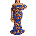 thumbnail image 1 of Women Night Dress Plus Size Vintage Ruffle Floral Printed Off Shoulder Bodycon Long Maxi Dress, 1 of 3