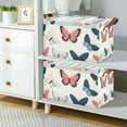 thumbnail image 2 of Yayeee Foldable Storage Basket for Shelves with Handles Set of 2 Waterproof Cloth Bins, Beige Butterflies, 2 of 7