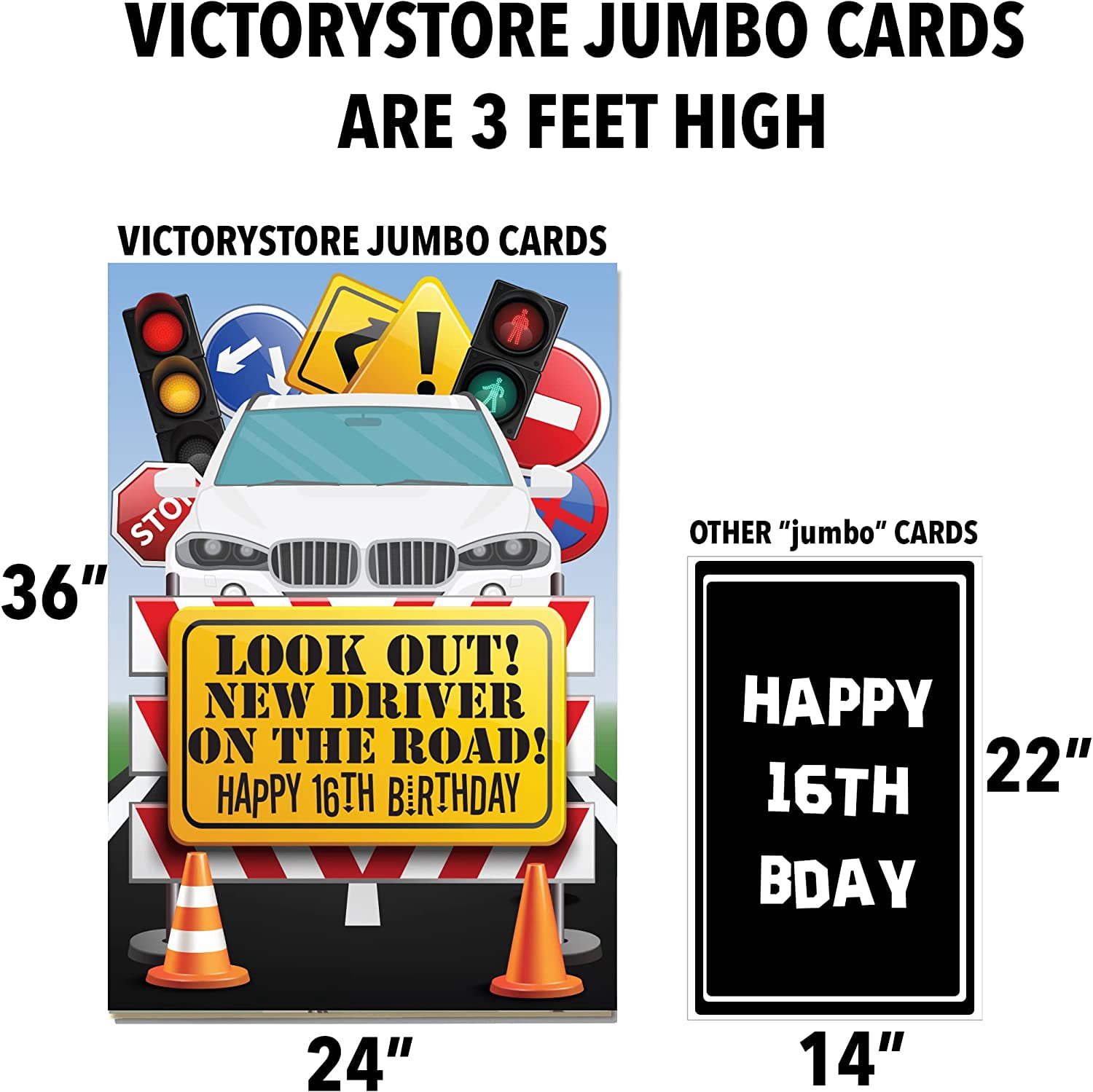 VictoryStore Jumbo Happy 16th Birthday Card, 24" x 36"