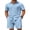 Blue, variant on Men' 2 Piece Outfit Casual Short Sleeve Button Down Shirt and Beach Shorts Set Summer Vacation Outfits for Men