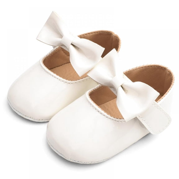 BESLY 0-18M Baby Girls Princess Dress Shoes with Bowknot Non-Slip Toddler Shoes