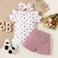 thumbnail image 3 of StylesILove Infant Baby Girls Floral Print Short Sleeve Bodysuit & Shorts & Headband 3pcs Set Spring Summer Romper Outfit (Red Rose, 24 Months), 3 of 7