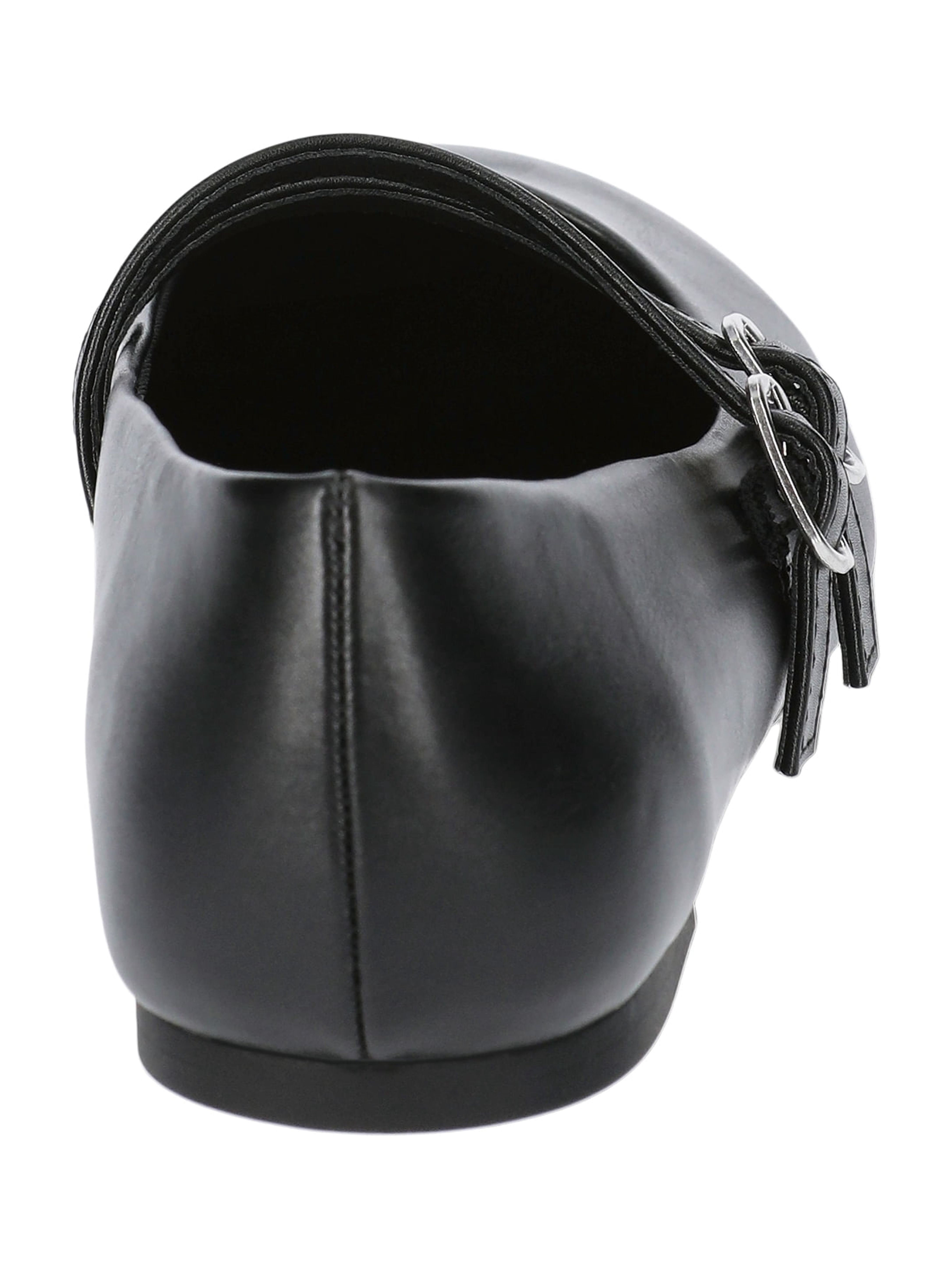 No Boundaries Faux Leather Mary Jane Flats with Double Straps, Women's