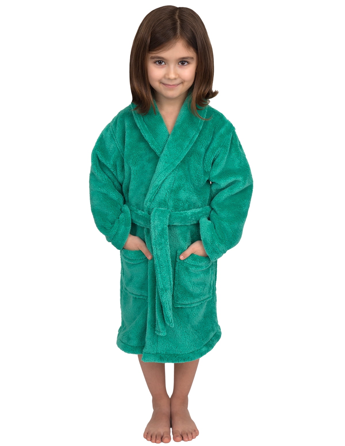 Kids Plush Hooded Fleece Bathrobe TowelSelections Boys Robe 