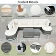thumbnail image 5 of 7 Pieces Large Size Outdoor Wicker Sofa Set, Rattan Conservation Sectional Free Combination, Patio Furniture With 2 Coffee Table And Pillows For Garden And Deck, Beige,Beige, 5 of 14