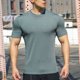 thumbnail image 1 of Blusas y camisas de manga corta y cuello redondo para hombre, blusas informales de verano de color liso con cuello redondo, manga corta y transpirables, blusas de poliéster para hombre., 1 of 8