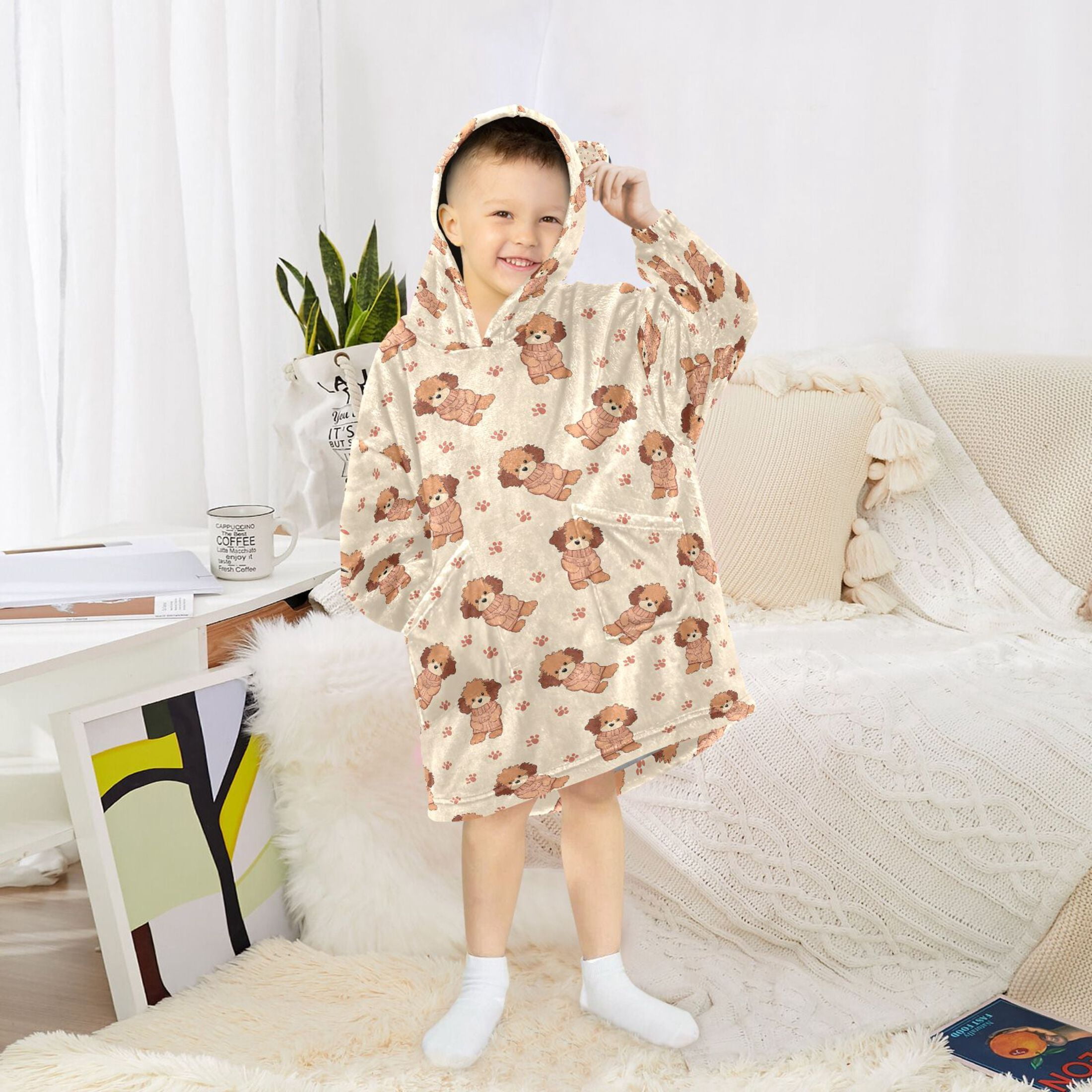 joogoo Blanket Hoodie for Cute Dogs Footprints Cartoon Oversize Sweatshirt 3-14 YR L