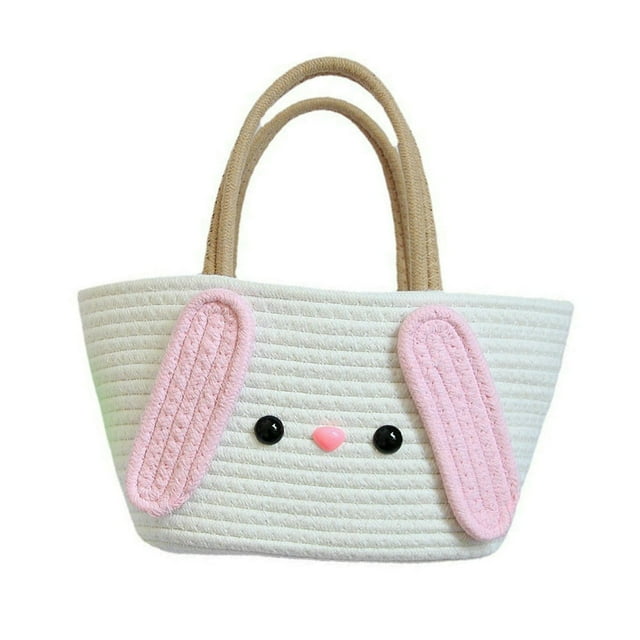 MesaSe Women Handbag Cartoon Shape Sweet Color Woven Large Opening Contrast Color Baby Children Handbag Soft Straps Great Load Bearing Bag