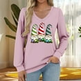 thumbnail image 7 of asdoklhq Crewneck Sweatshirt Women's Fashionable and Casual Loose Christmas V-neck Long Sleeved T-shirt Top Pink 2X, 7 of 7