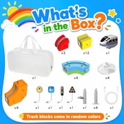 3D Stem Electric Train Set for Kids, 22PCS 3D Racing Track Toy, Portable Travel Train Toy with Travel Bag, Racing Track Sets for Kids, 3+ Years Old Boys & Girls Birthday