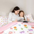 thumbnail image 4 of Manfei Kawaii Floral Bowtie Twin Comforter Sets,Cute Cartoon Themed Bedding Set,White Pink,Pink Reversible,2 Pieces,1 Comforter and 1 Pillowcase, 4 of 7