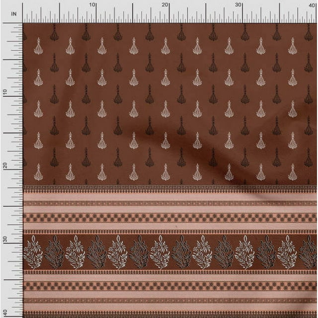 Soimoi Poly Georgette Fabric Geometric,Stripe & Floral Panel Decor Fabric Printed Yard 42 Inch Wide