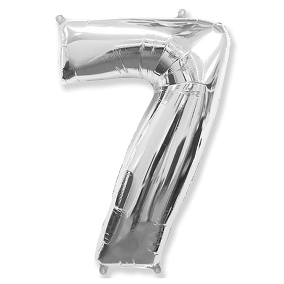 42 inch Number 7 - Silver Foil Mylar Balloon - Party Supplies Decorations