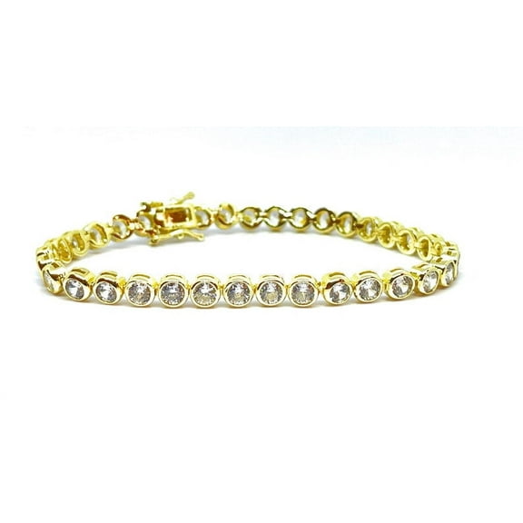 CZ tennis Bracelet in 14K Gold Plated Bezel Cubic Zirconia Tennis Bracelet