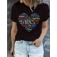 thumbnail image 1 of Women's Heart Print Crew Neck Tee - Casual, Mid-Elastic, Machine-Washable Polyester Top for Spring & Summer, 1 of 6