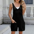 thumbnail image 2 of BLVB Women's Summer V Neck Tank Top Romper Sleeveless Loose Casual Wide Leg Shorts Jumpsuit Overalls with Pockets Clothes, 2 of 7