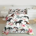 thumbnail image 2 of Manfei Farm Animnal Horse Full Size Comforter Sets,Rustic Farmhouse Cabin Bedding Comforter Set,Retro Pink Flower Floral Bedding Sets For Girl Boy,Microfiber Bedroom Decor Reversible,3-Piece, 2 of 8