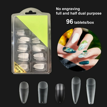 

96Pcs/Box Seamless Nail Tips Ladder Shape Ultra Thin Water Drop Fold Transparent Frosted Tip for Manicure