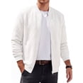thumbnail image 2 of GIRUNS Mens Bomber Jacket Lightweight Casual Varsity Fall Winter Jackets Zip-Up Outerwear Coat White 2XL, 2 of 8