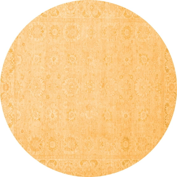 Ahgly Company Indoor Round Abstract Orange Modern Area Rugs, 3' Round