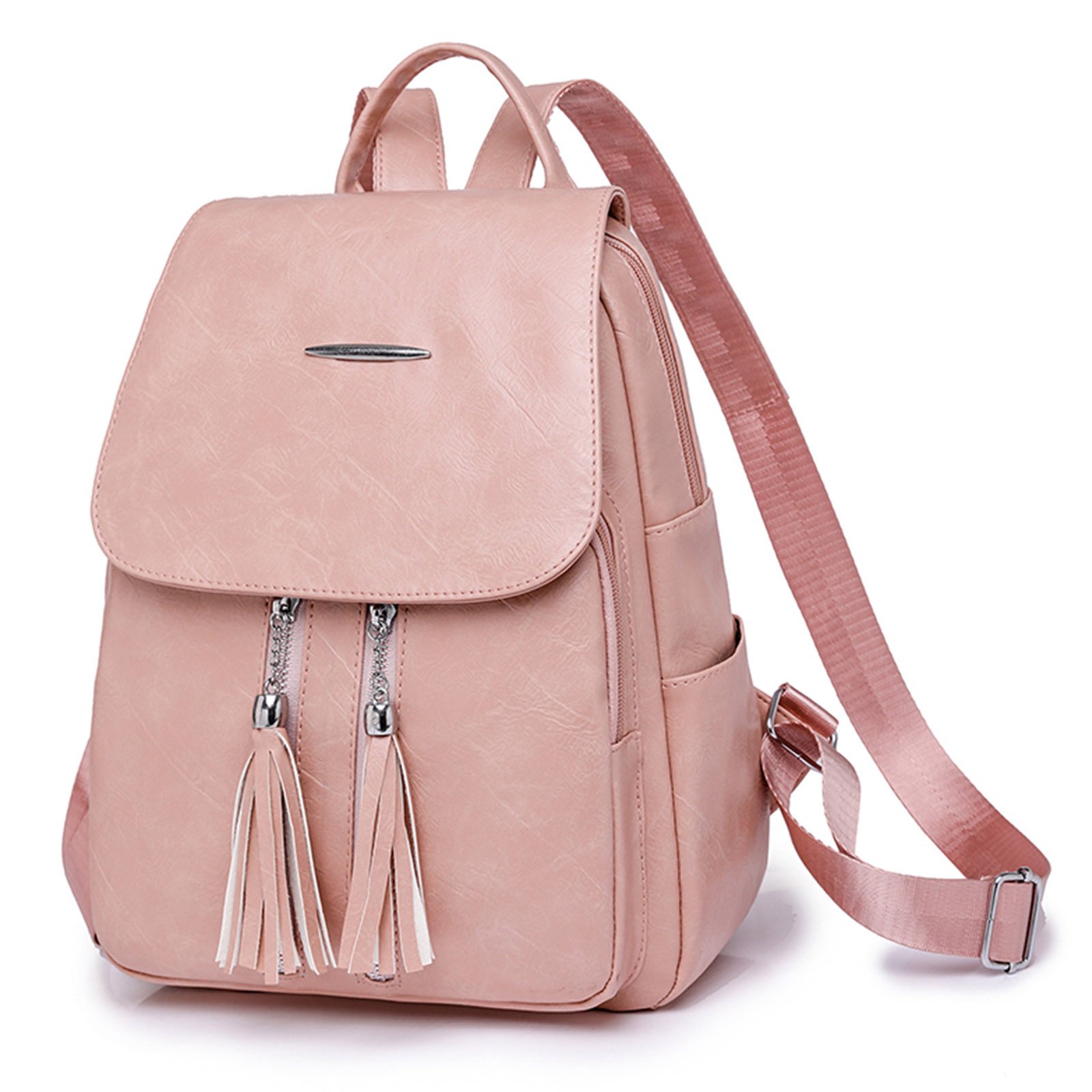 Elegant Pink Leather Backpack with Tassels Dune London Vegan Leather Adjustable Strap Backpack Blush  main image 2