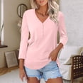 thumbnail image 2 of Tiqkatyck Women Summer Tops, Women's V Neck Door Cylinder Solid Color Casual Long Sleeve Shirts, Summer Tops for Women, Shirts for Women Pink S, 2 of 6