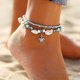 thumbnail image 3 of Boho, conchas, estrellas de mar, tortugas, tobilleras, pulseras tejidas para tobillos, cuentas, playa Joyas de verano ajustables para pies para mujeres y niñas (blanco) Blanco -, 3 of 4