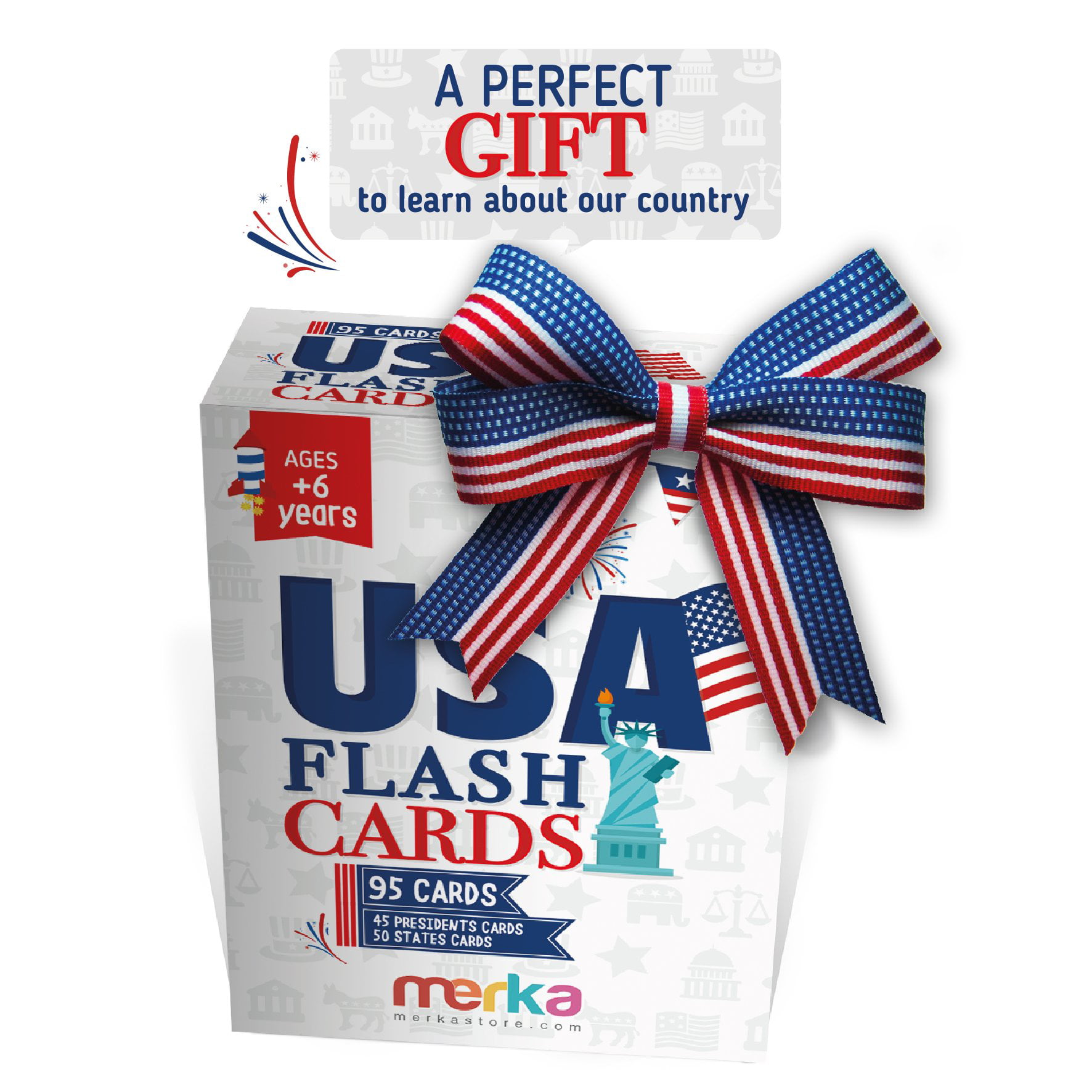 MERKA USA Americana Educational Flashcards Learn Presidents States 95 Cards 