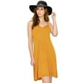 thumbnail image 3 of Made by Johnny Women's V-Neck Spaghetti Strap Tunic Short Dress XXL MUSTARD, 3 of 6