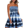 thumbnail image 2 of Robe d'Été Vintage Sans Manches pour Femmes Boho Floral Longueur Genou Ligne A Cocktail(Bleu,P), 2 of 8