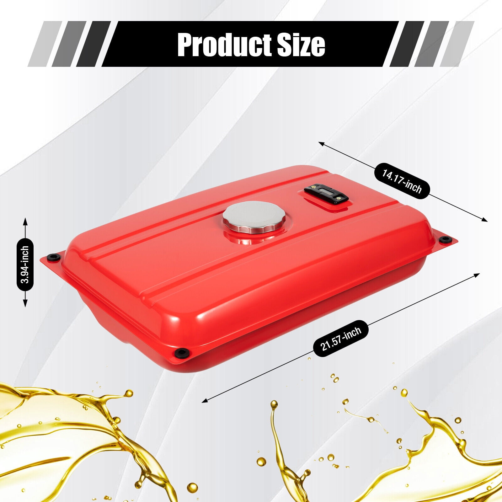 4 Gallon Red Universal Generator Gas Fuel Tank with Chrome Cap Gauge Petcock Valve Red