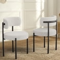 thumbnail image 4 of Woodty Dining Room Chairs, Modern Medieval Circular Dining Arm Chairs, Fabric and Metal, White Set of 2, 4 of 7