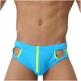 thumbnail image 2 of FcBaudy Men's Low Waist Solid Color High Vent Zipper Swimming Trunks Underpants Men Pants, 2 of 9