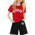 thumbnail image 1 of FAOWME T-Shirt Enfant Imprimé Lettres Colorées Col Rond Manches Courtes pour Filles Garçons T-Shirts Tee Tops Rouge 6-7 Ans, 1 of 4