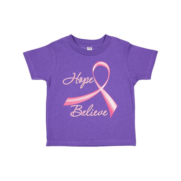 Inktastic Hope Believe Breast Cancer Ribbon Boys or Girls Toddler T-Shirt