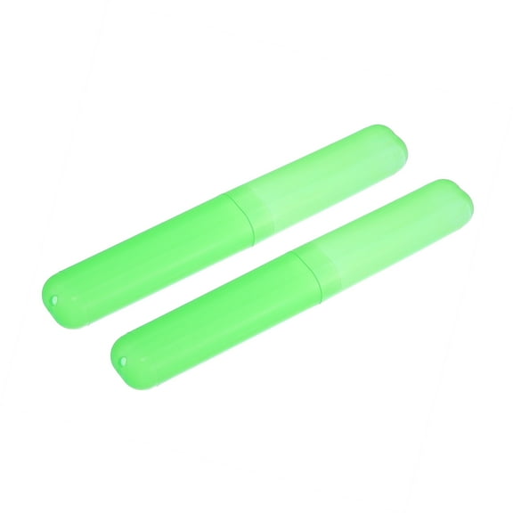 Vocoste 2 Pcs Plastic Lightweight Traveling Toothbrush Holders Case for Travel Business 7.48"x1.06" Green