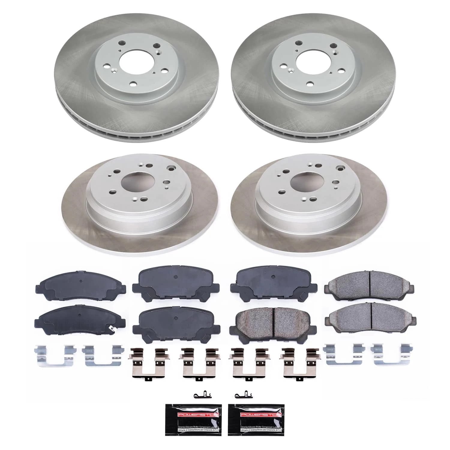 PowerStop Front and Rear Semi-Coated Rotor and Low-Dust Ceramic Brake Pad Kit SC5369